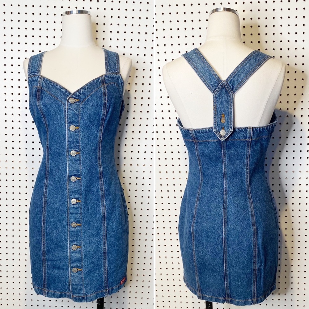 Bongo | RARE Vintage 1990's Bongo Denim Jean Dress w/ Sweetheart Neckline